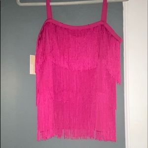 Hoy pink fringe top